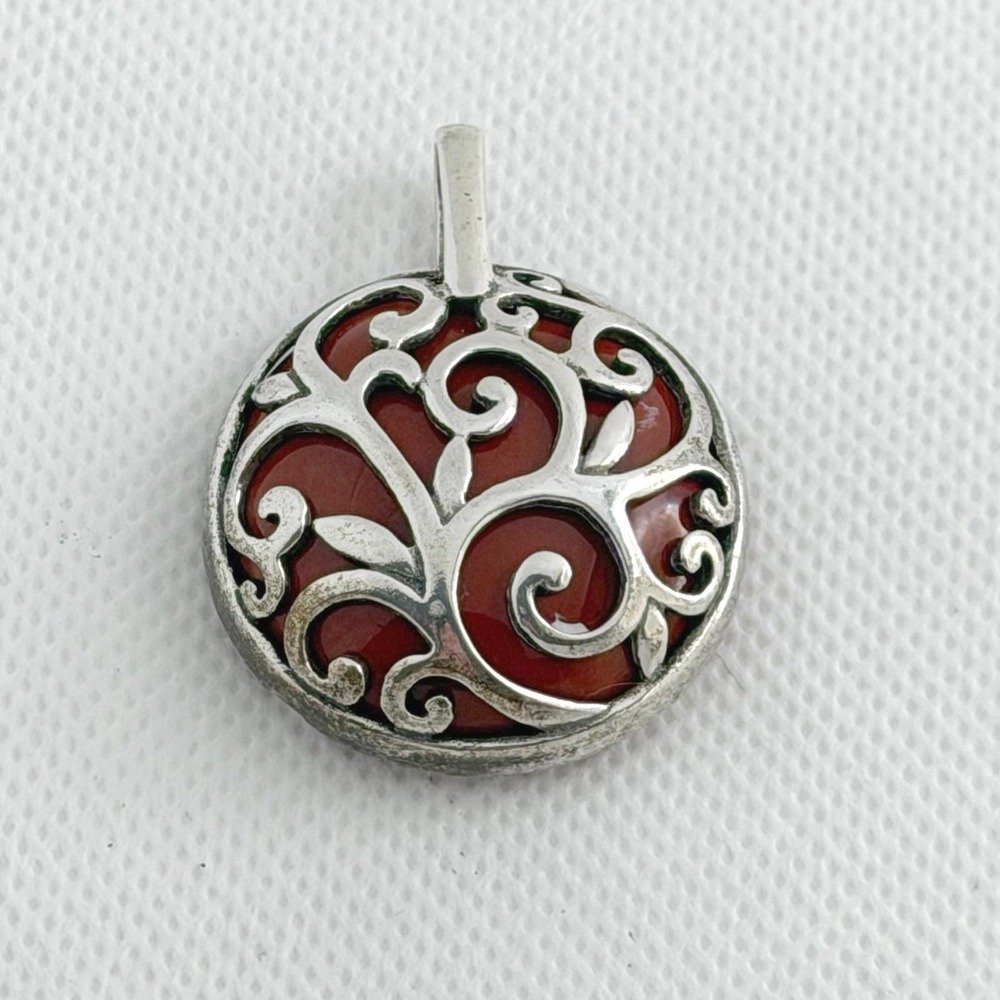 Red Jasper Filigree Silver Pendant